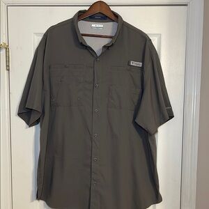 Columbia Men's Tamiami PFG Fishing Shirt Charcoal XXL